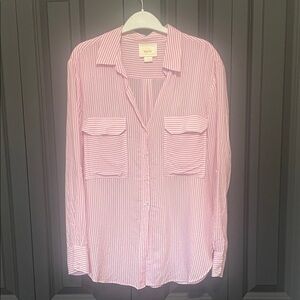 Anthropologie Maeve Pink Striped Shirt